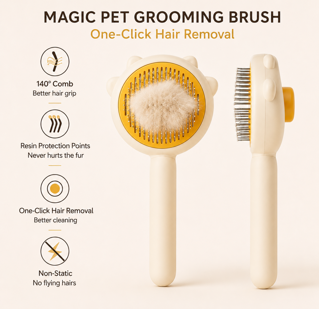 Magic Pet Grooming Brush – One-Click Hair Removal