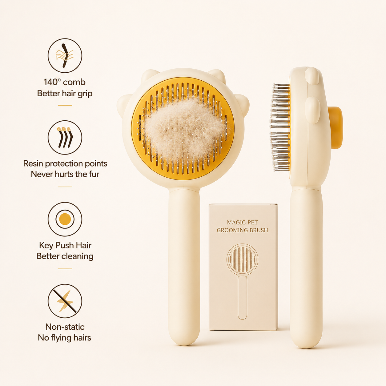 Magic Pet Grooming Brush – One-Click Hair Removal